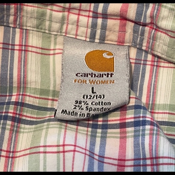 Carhartt women’s plaid button down shirt sz L - Picture 2 of 3